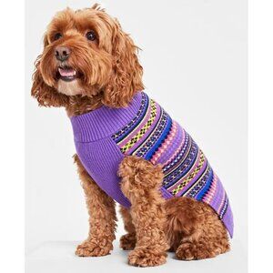 Holiday Lane Size XL Bright Stripe Fair Isle Pet Dog Knit Sweater in Purple 739